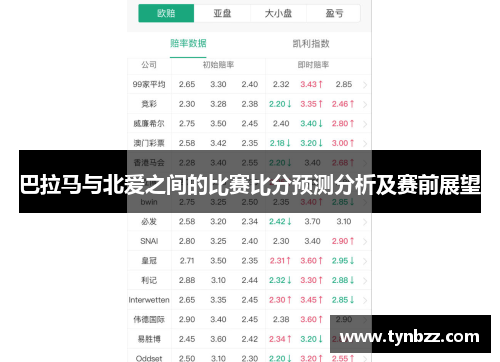 巴拉马与北爱之间的比赛比分预测分析及赛前展望